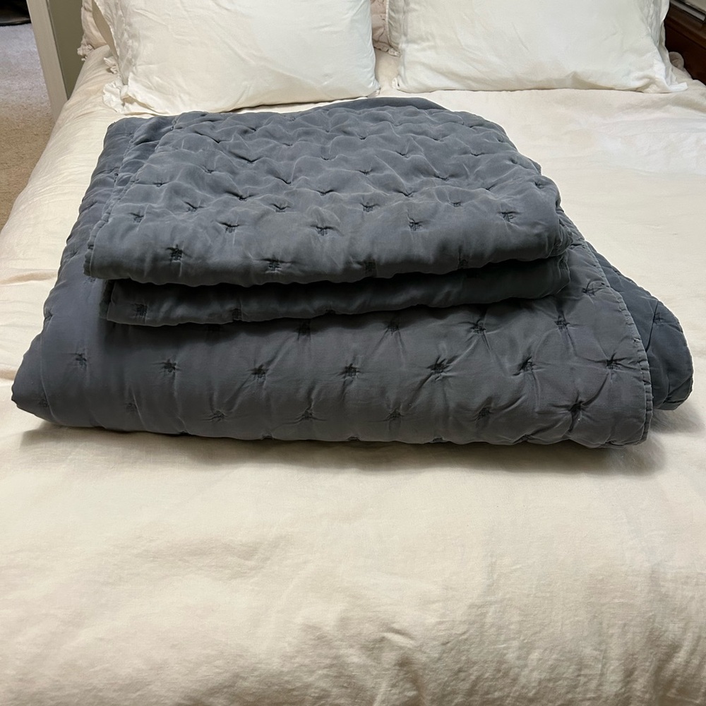 Pottery Barn Slate Blue Quilted Comforter